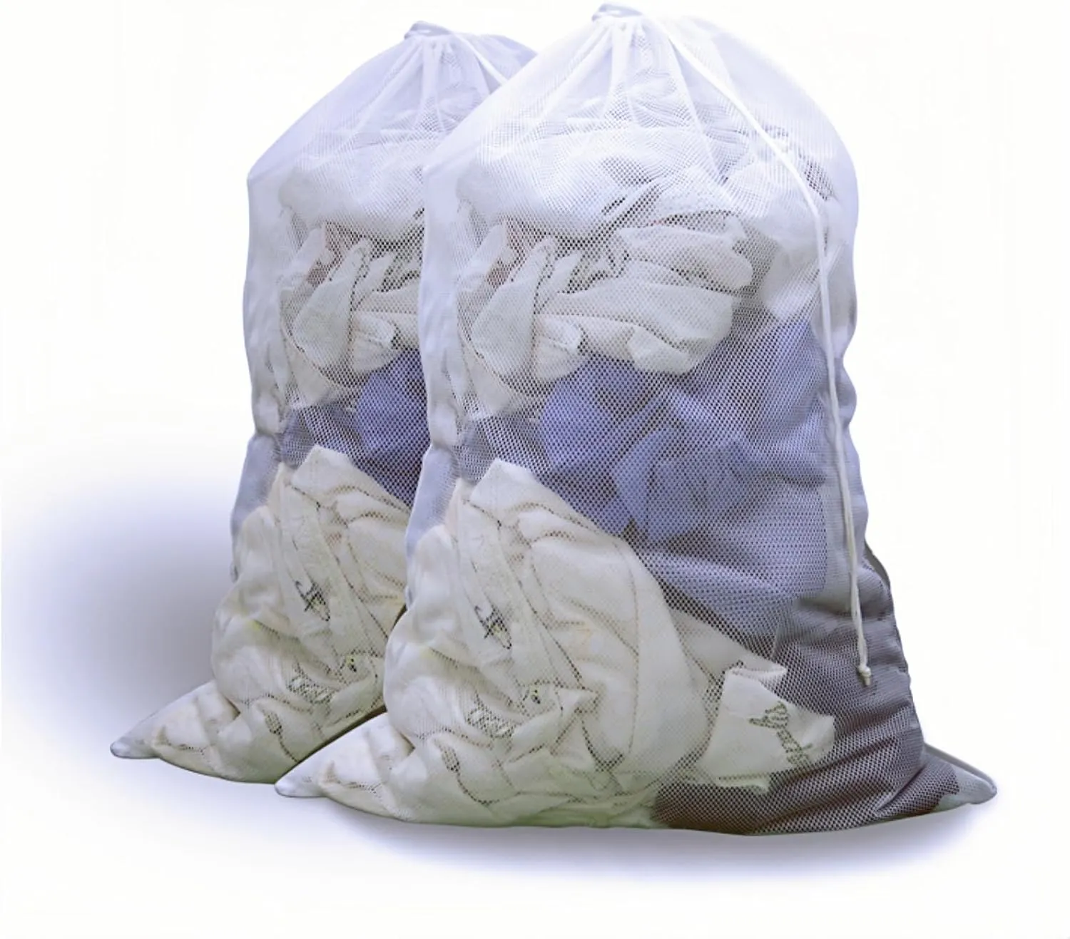 2 Pack Large Mesh Laundry Bag, 2436 inch Heavy Duty Mesh Laundry Bags Drawstring Lockable, White Laundry Hamper Liner, for Factories, College, Travel, Dorms, Family and Apartment Dwellers