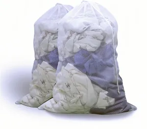 2 Pack Large Mesh Laundry Bag, 2436 inch Heavy Duty Mesh Laundry Bags Drawstring Lockable, White Laundry Hamper Liner, for Factories, College, Travel, Dorms, Family and Apartment Dwellers