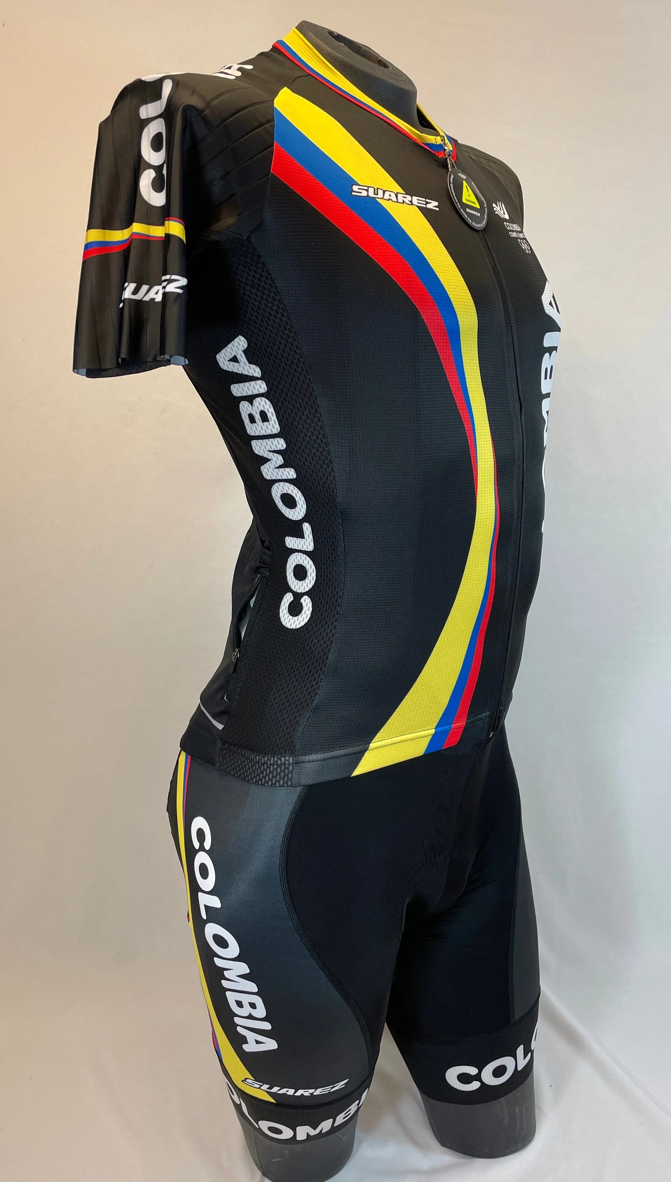 2017 Colombian Federation Mens Performance Bib Short in Black by Suarez