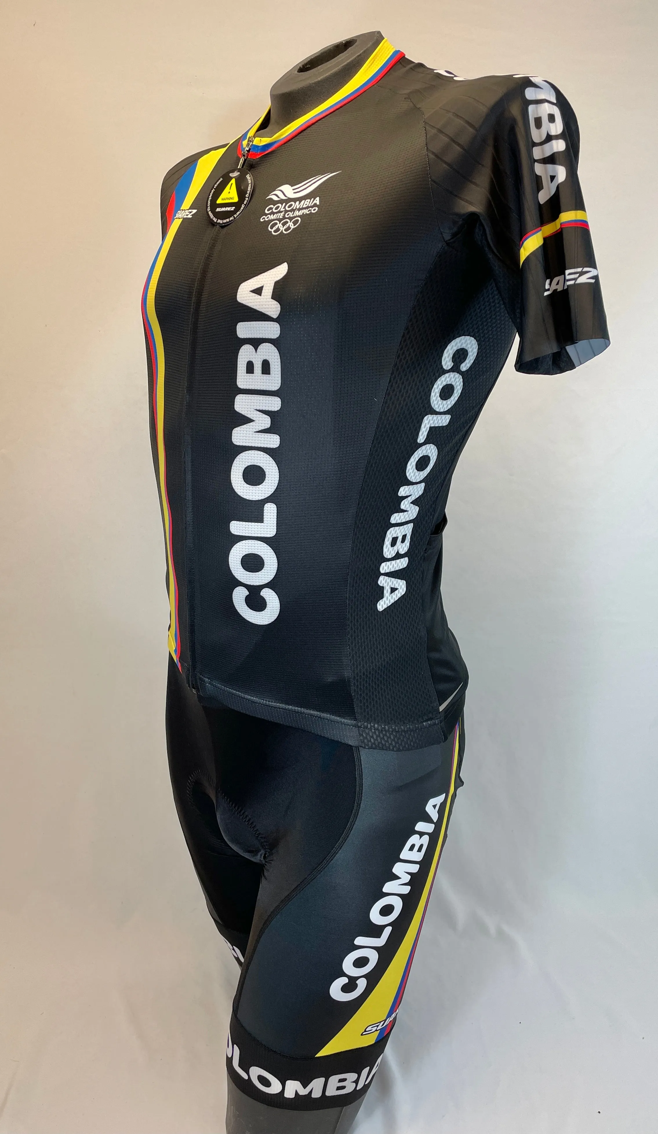 2017 Colombian Federation Mens Performance Bib Short in Black by Suarez