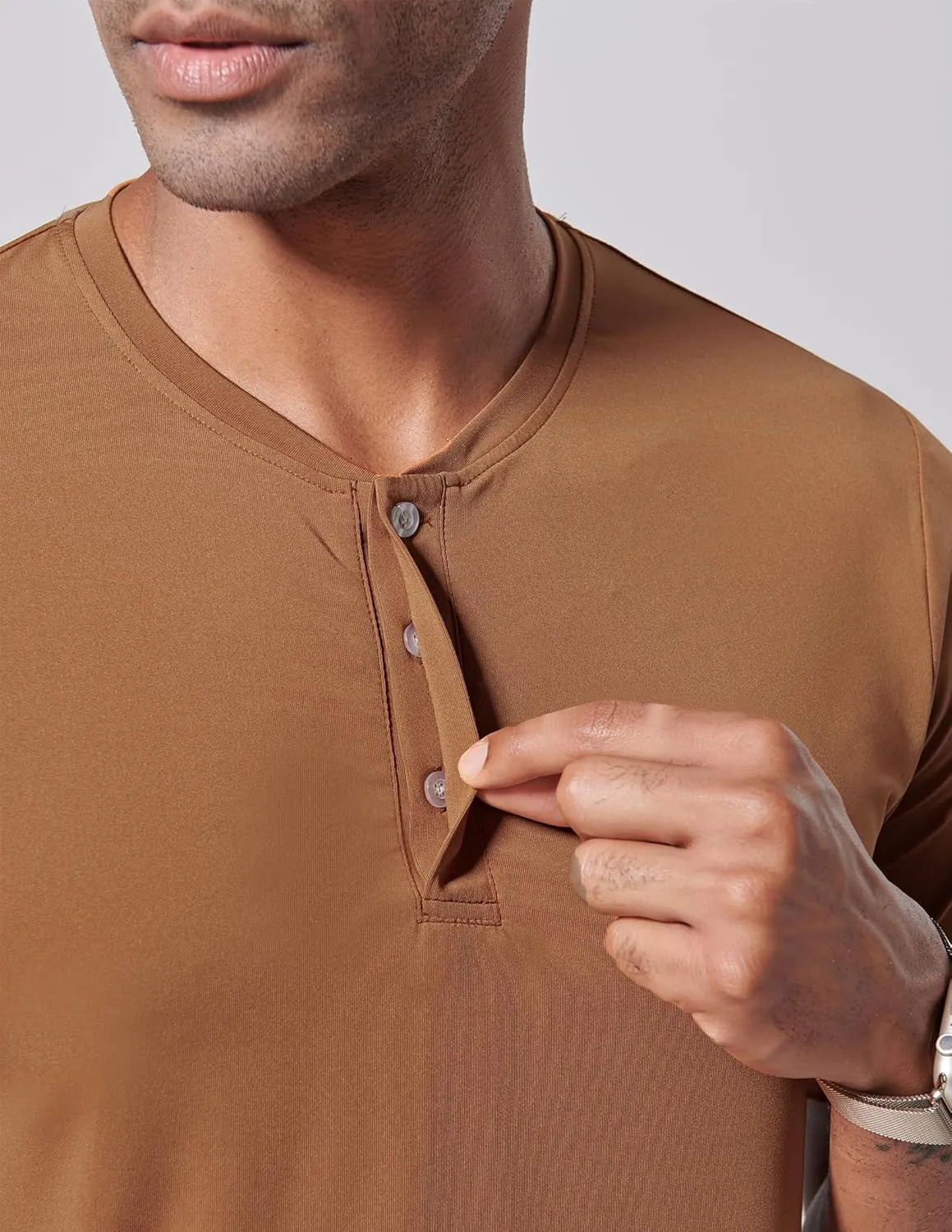 3 Pack: Mens Polo Shirts, Business Casual Golf Henley Work Shirts for Men, Collarless Short Sleeve Stylish Athletic Tshirts