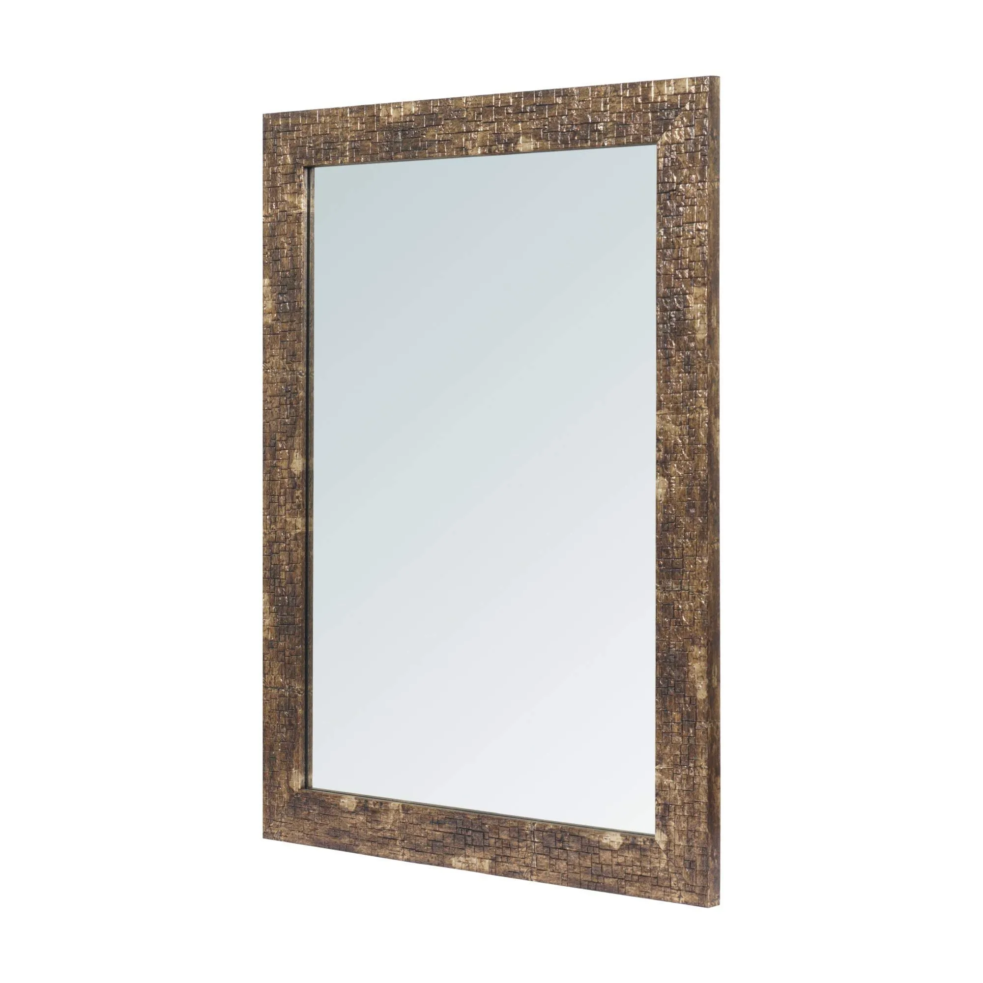999STORE Fiber Framed Decorative Wall Mirror for Bedroom Mirror Golden Brown (24x18 Inches)