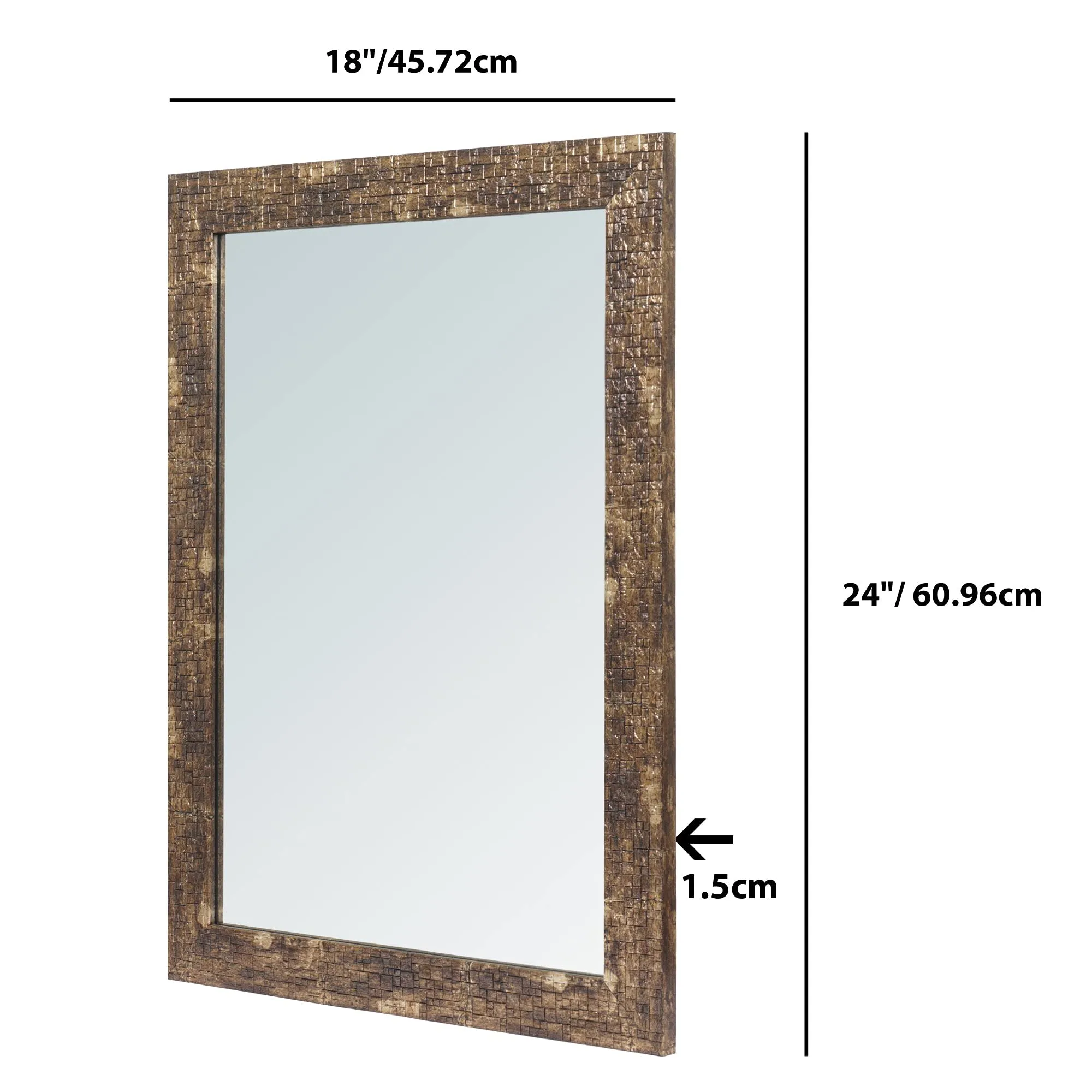 999STORE Fiber Framed Decorative Wall Mirror for Bedroom Mirror Golden Brown (24x18 Inches)