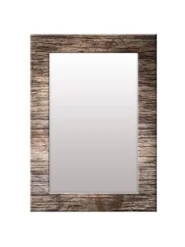 999STORE Printed Bath Room Mirror mirors for Wall Brown Wooden washroom Bathroom Mirror (MDF_14X20 Inches) MirrorSMP307