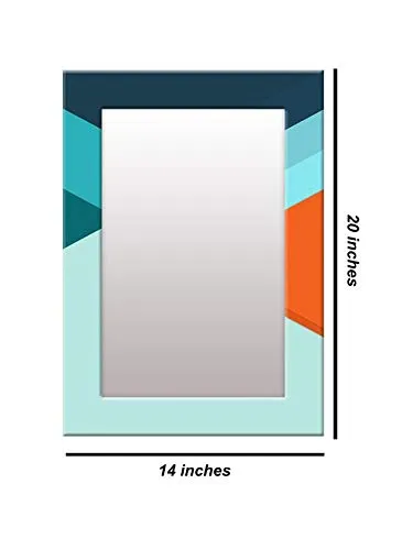 999STORE Printed Bathroom Mirror Mirrors for Bathroom Blue Abstract washroom Bathroom Mirror (MDF_14X20 Inches) MirrorSMP337