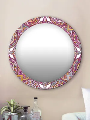 999STORE Printed Decorative Mirror Large Mirrors for Vanity classcal Colorful Pattern Round Mirror (MDF_17X17 Inch_Multi) MirrorRSZ1053