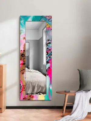 999STORE Printed Long Mirrors for Dressing Mirror Full Size Decorative Calendula Flower and Tree Large Long Big Full Length Mirror (MDF_18X48 Inches) MirrorBMP404