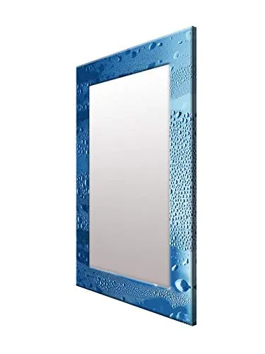 999STORE Printed Mirror Decorative Items Small Mirror with Stand Blue Water Drop washroom Bathroom Mirror (MDF_14X20 Inches) MirrorSMP274