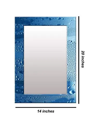 999STORE Printed Mirror Decorative Items Small Mirror with Stand Blue Water Drop washroom Bathroom Mirror (MDF_14X20 Inches) MirrorSMP274