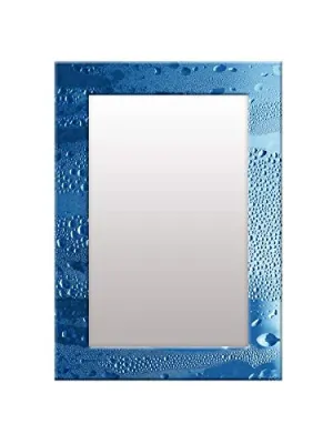 999STORE Printed Mirror Decorative Items Small Mirror with Stand Blue Water Drop washroom Bathroom Mirror (MDF_14X20 Inches) MirrorSMP274
