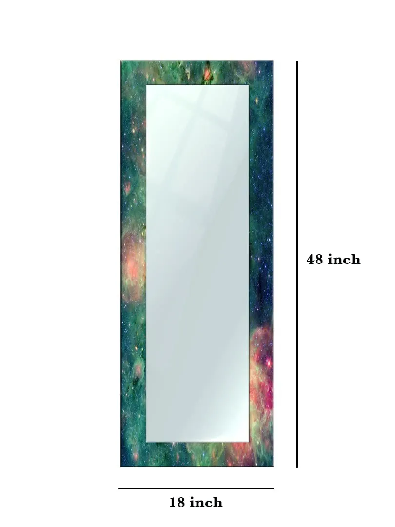999STORE Printed Mirror for Living Room Long Wall Mirror for Bedroom Green Sky& Stare Pattern Bedroom Mirror (MDF_18X48 Inches) MirrorBMP180