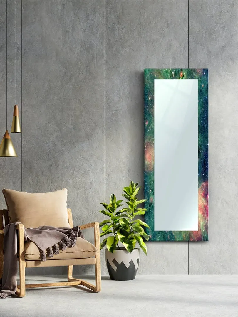 999STORE Printed Mirror for Living Room Long Wall Mirror for Bedroom Green Sky& Stare Pattern Bedroom Mirror (MDF_18X48 Inches) MirrorBMP180