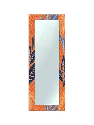 999STORE Printed Mirror for Wall Decor Long Mirror for Bedroom Orange Abstract Pattern Big Mirror for Living Room Decoration (MDF_18X48 Inches) MirrorBMP58