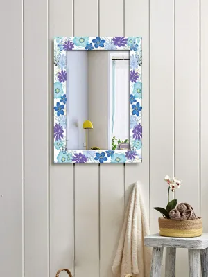 999STORE Printed Mirror for washbasin Mirrors for Bathroom Decorative Periwinkle Flower and Tree washroom Bathroom Mirror (MDF_14X20 Inches) MirrorSMP402