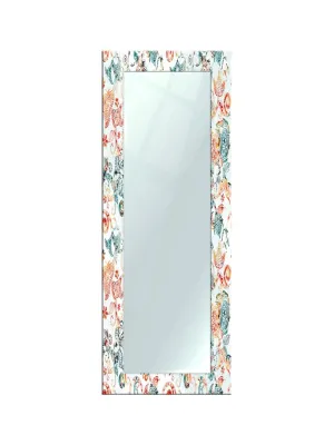 999STORE Printed Mirror Frames Mirror for Decoration Multi Color Flower Pattern Large Big Wall Mirror for Living Room (MDF_18X48 Inches) MirrorBMP09