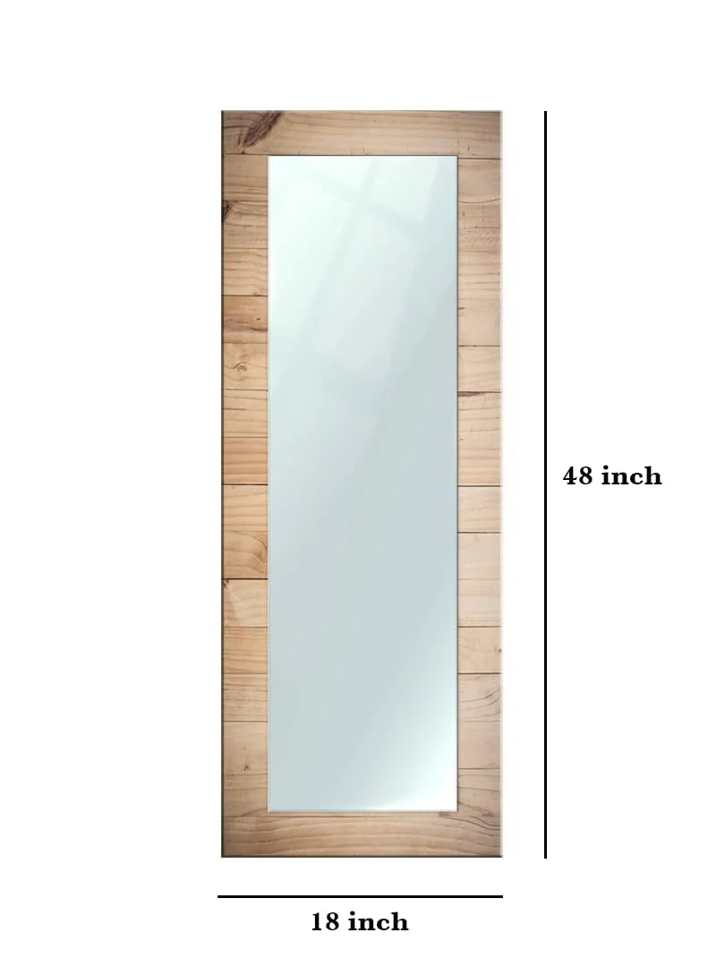 999STORE Printed Mirror Full Size Long Wall Mirror for Bedroom Wood Pattern Large Long Big Full Length Mirror (MDF_18X48 Inches) MirrorBMP296