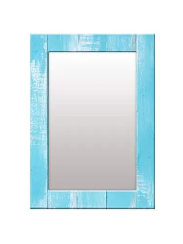 999STORE Printed Small Hanging Mirror Bathroom Frames Blue Wooden washroom Bathroom Mirror (MDF_18X24 Inches) MirrorBRP305