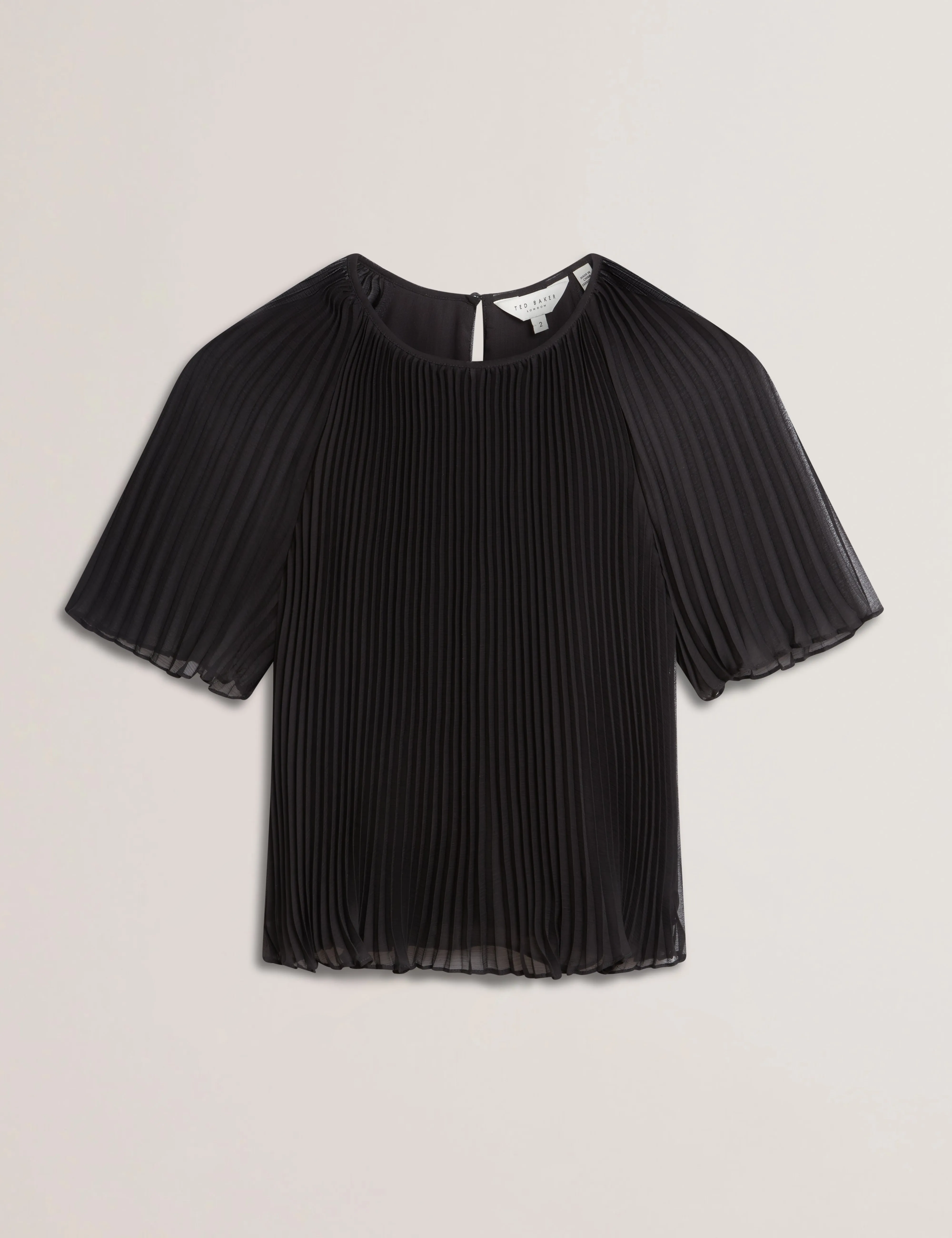 Agara Pleated Short Sleeve Blouse Black