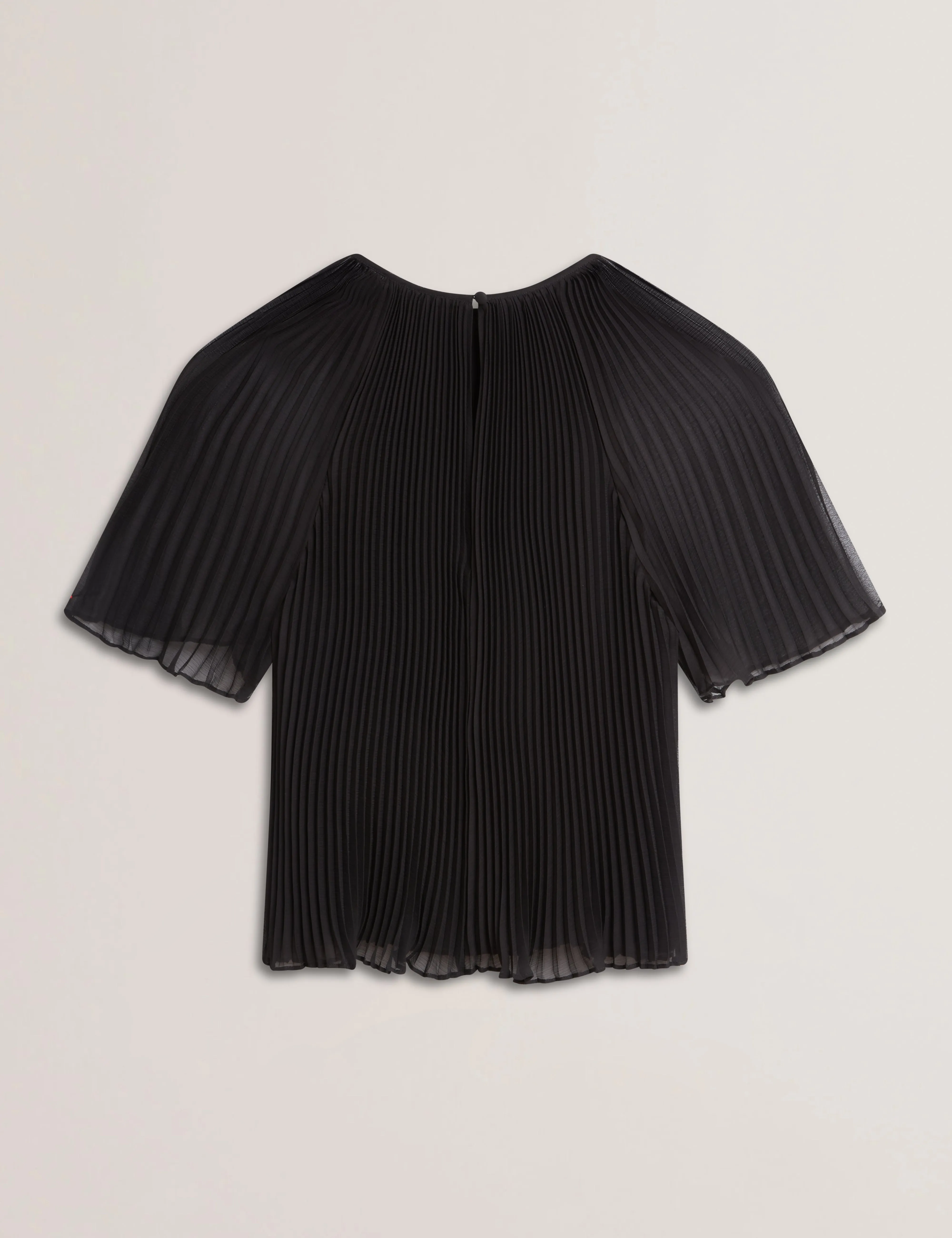 Agara Pleated Short Sleeve Blouse Black