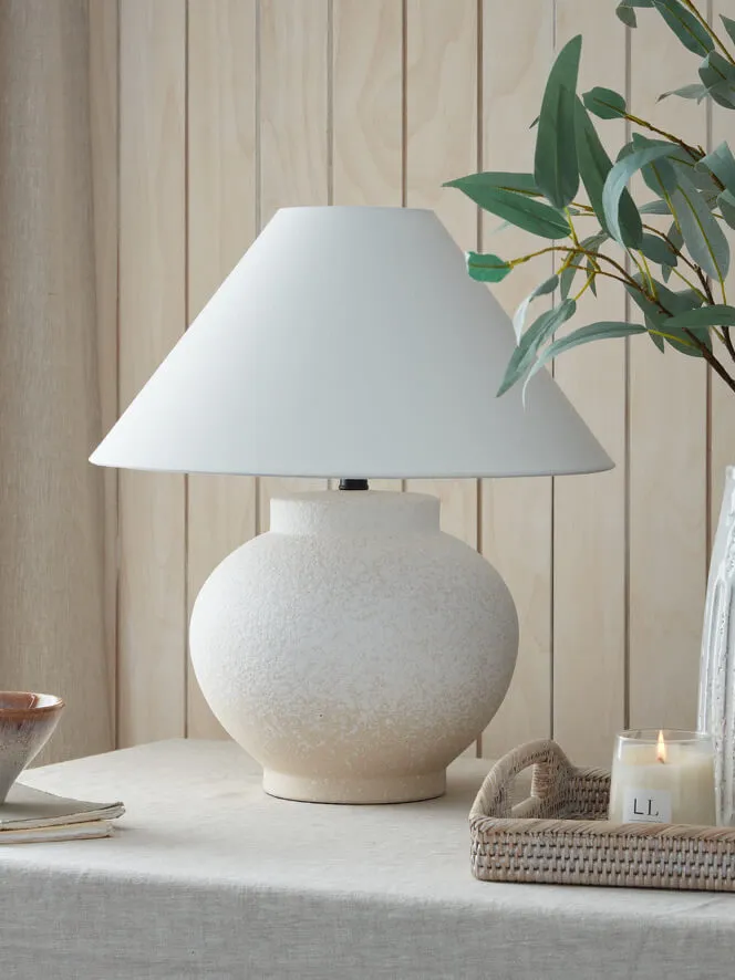 Alina White Ceramic Lamp & Shade
