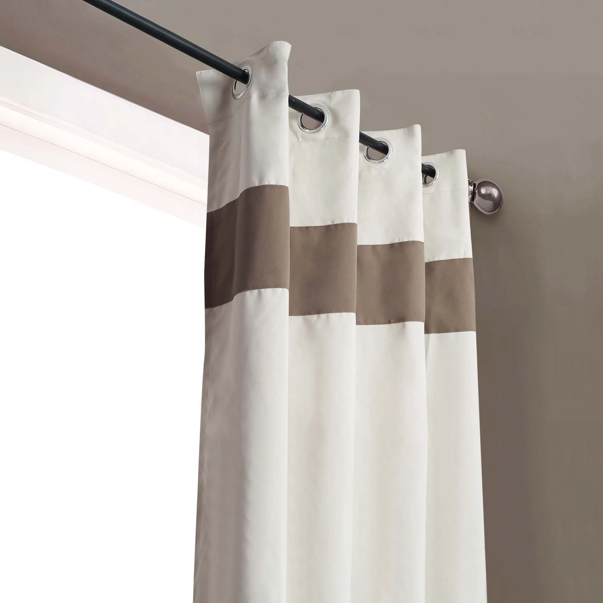 American-Elm 2 Panel Beige and Khaki Imported High Quality two Colour Room Darkening Blackout Curtains