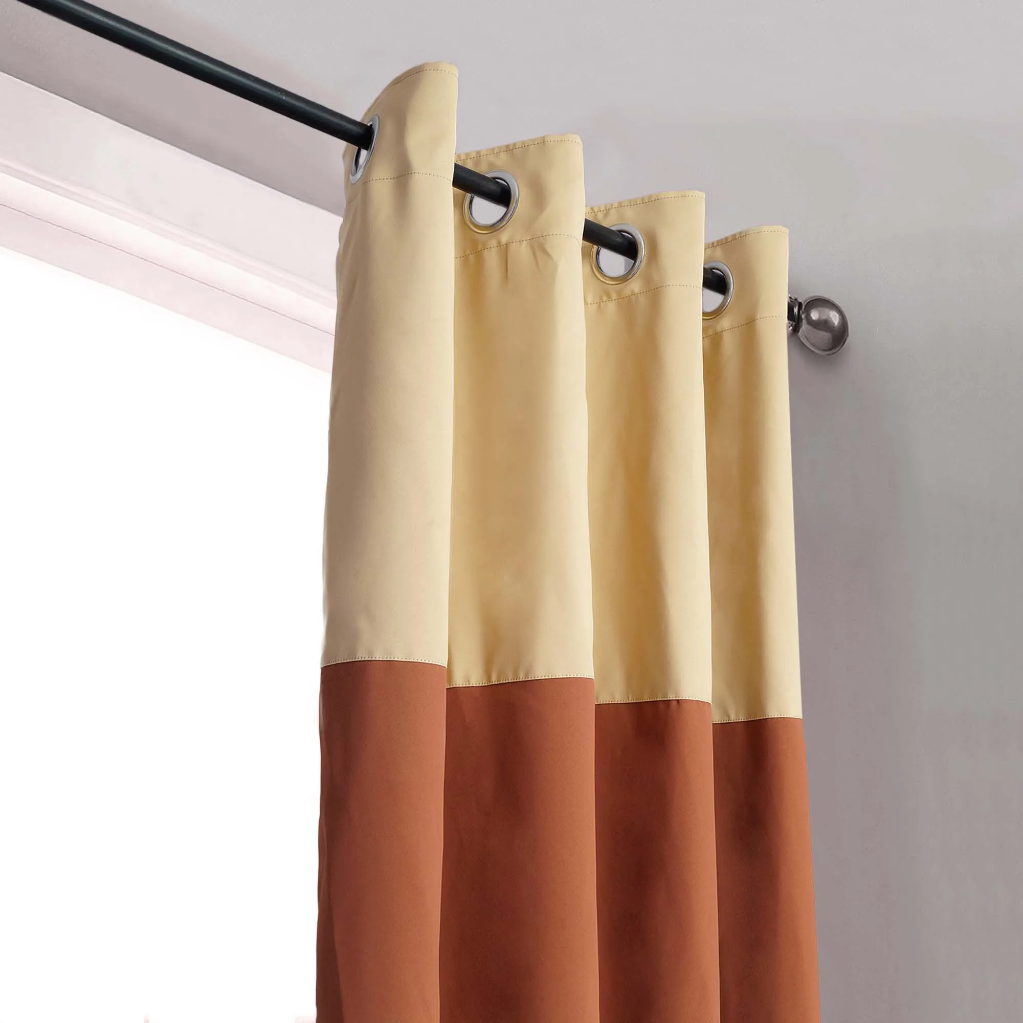 American-Elm 2 Panel Chocolate and Beige Imported Premium two Colour Room Darkening Blackout Curtains