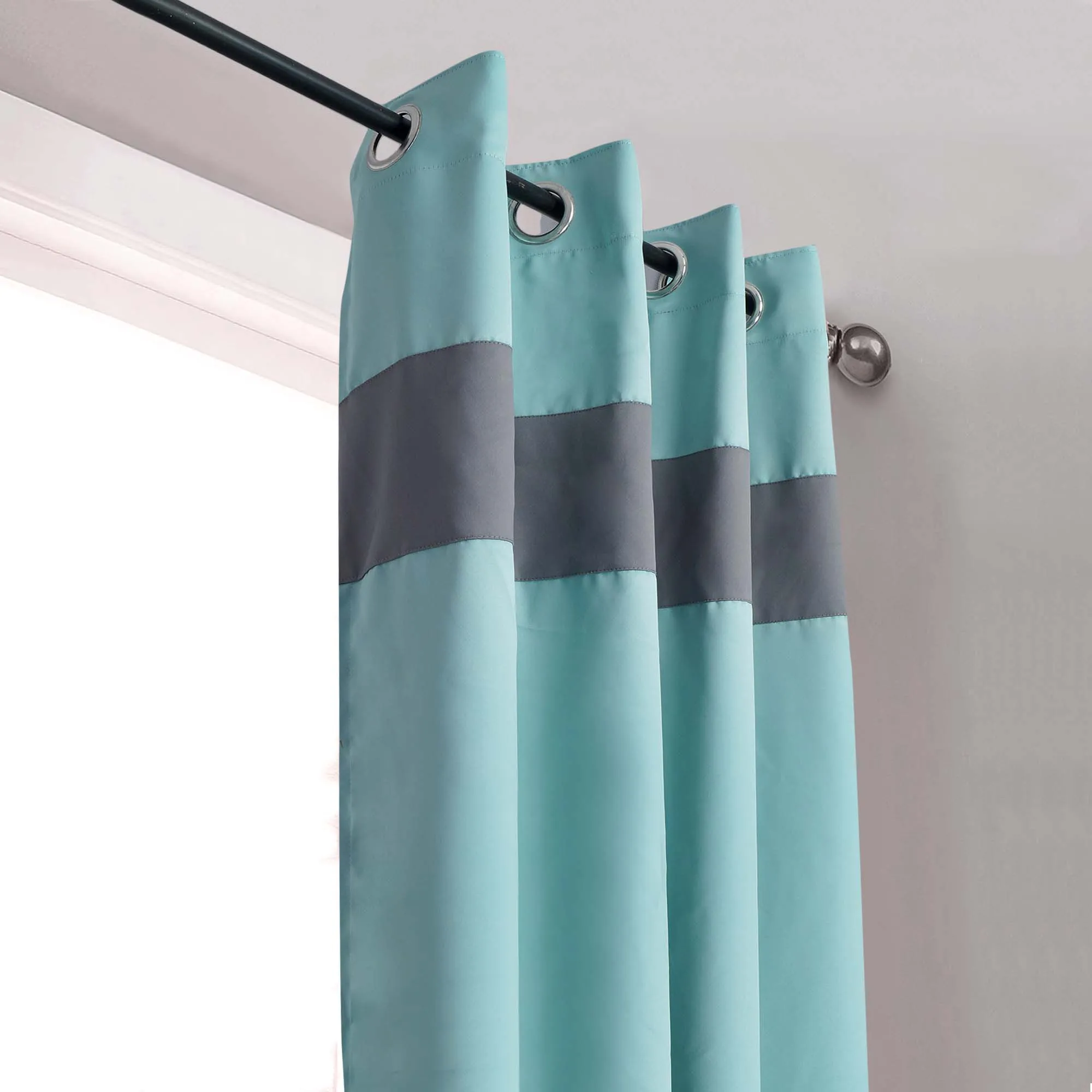 American-Elm 2 Panel IcyMorn and FrostGrey Imported High Quality two Colour Room Darkening Blackout Curtains