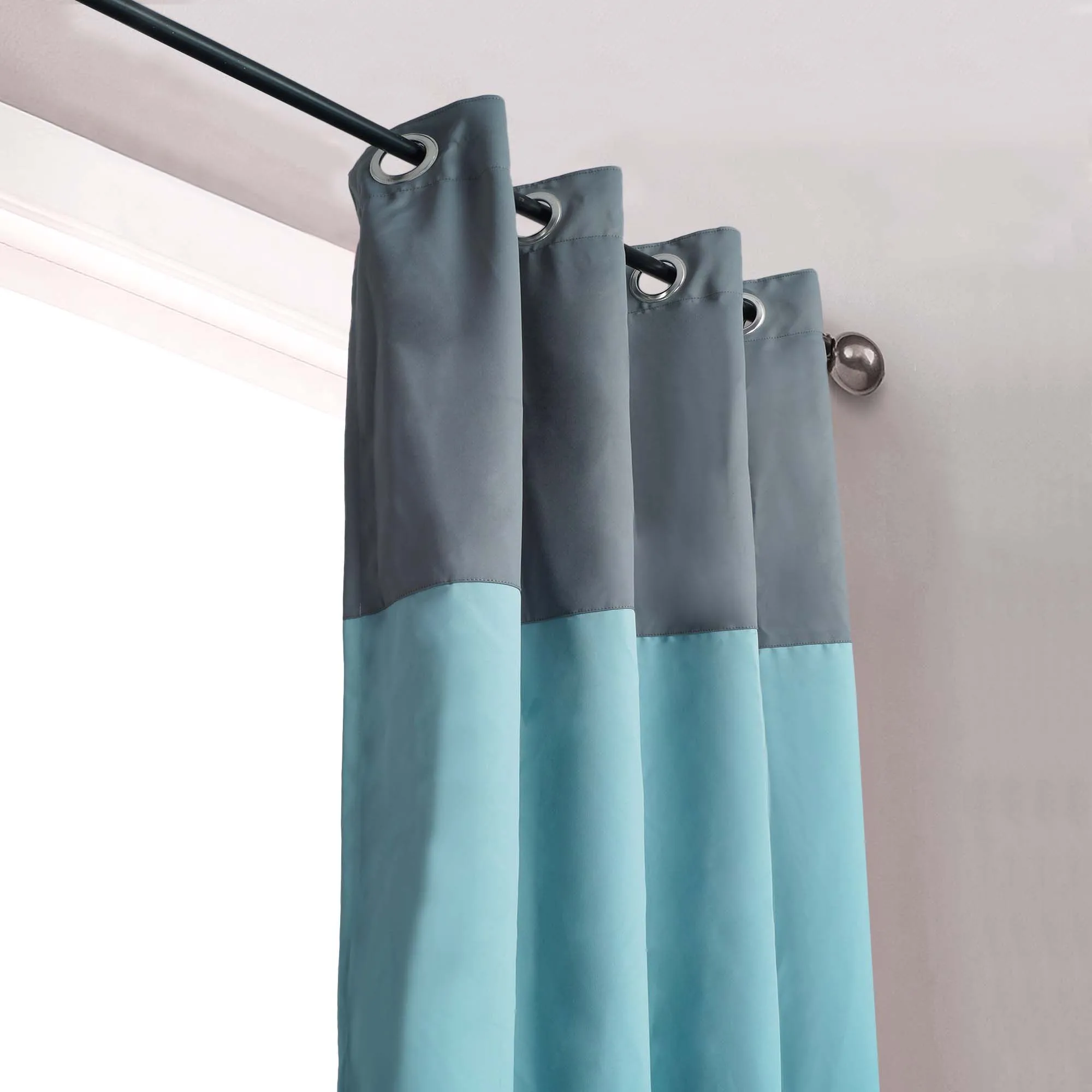 American-Elm 2 Panel IcyMorn and FrostGrey Imported Premium two Colour Room Darkening Blackout Curtains