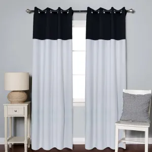 American-Elm 2 Panel LightBeige and Jetblack Imported Premium two Colour Room Darkening Blackout Curtains