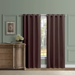 American-Elm Both Sided Brown Color Room Darkening Blackout Curtains-Two Panels