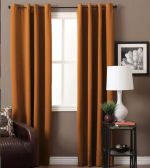 American-Elm Both Sided Jaffa Orange Color Room Darkening Blackout Curtains-Two Panels