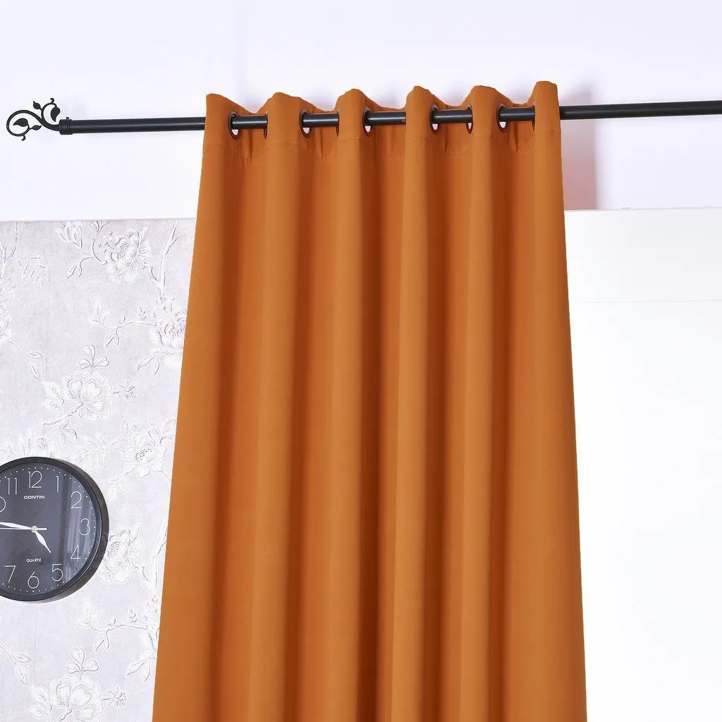 American-Elm Both Sided Jaffa Orange Color Room Darkening Blackout Curtains-Two Panels