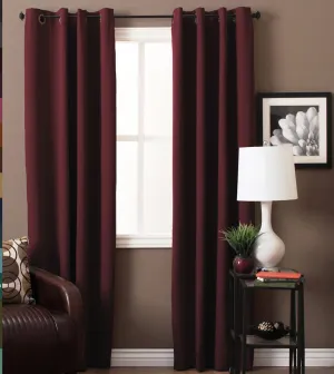 American-Elm Both Sided Roby Wine Color Room Darkening Blackout Curtains-Two Panels