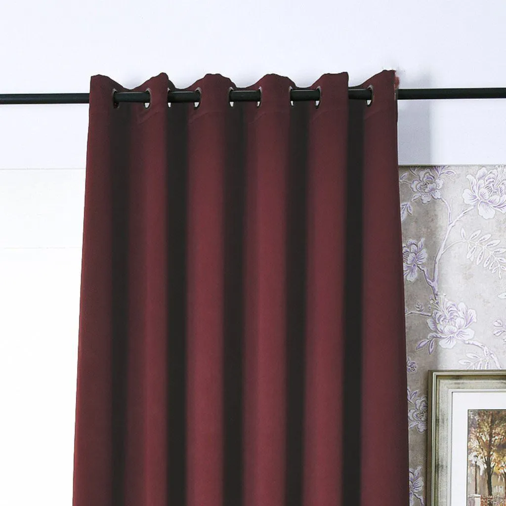 American-Elm Both Sided Roby Wine Color Room Darkening Blackout Curtains-Two Panels