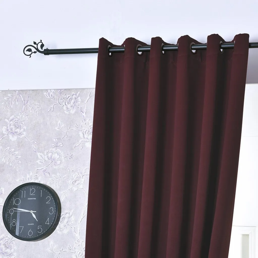 American-Elm Both Sided Roby Wine Color Room Darkening Blackout Curtains-Two Panels