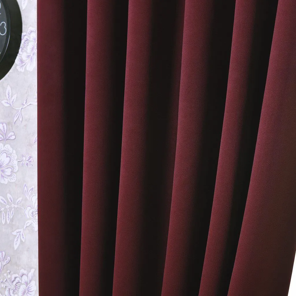 American-Elm Both Sided Roby Wine Color Room Darkening Blackout Curtains-Two Panels