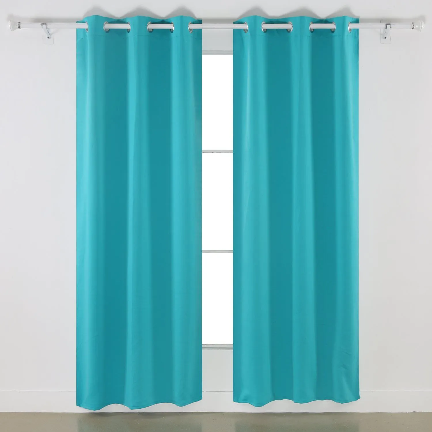 American-Elm Both Sided Turquoise Colour Room Darkening Blackout Curtains-Two Panels