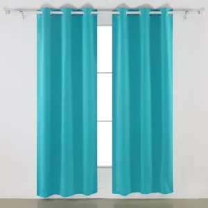 American-Elm Both Sided Turquoise Colour Room Darkening Blackout Curtains-Two Panels
