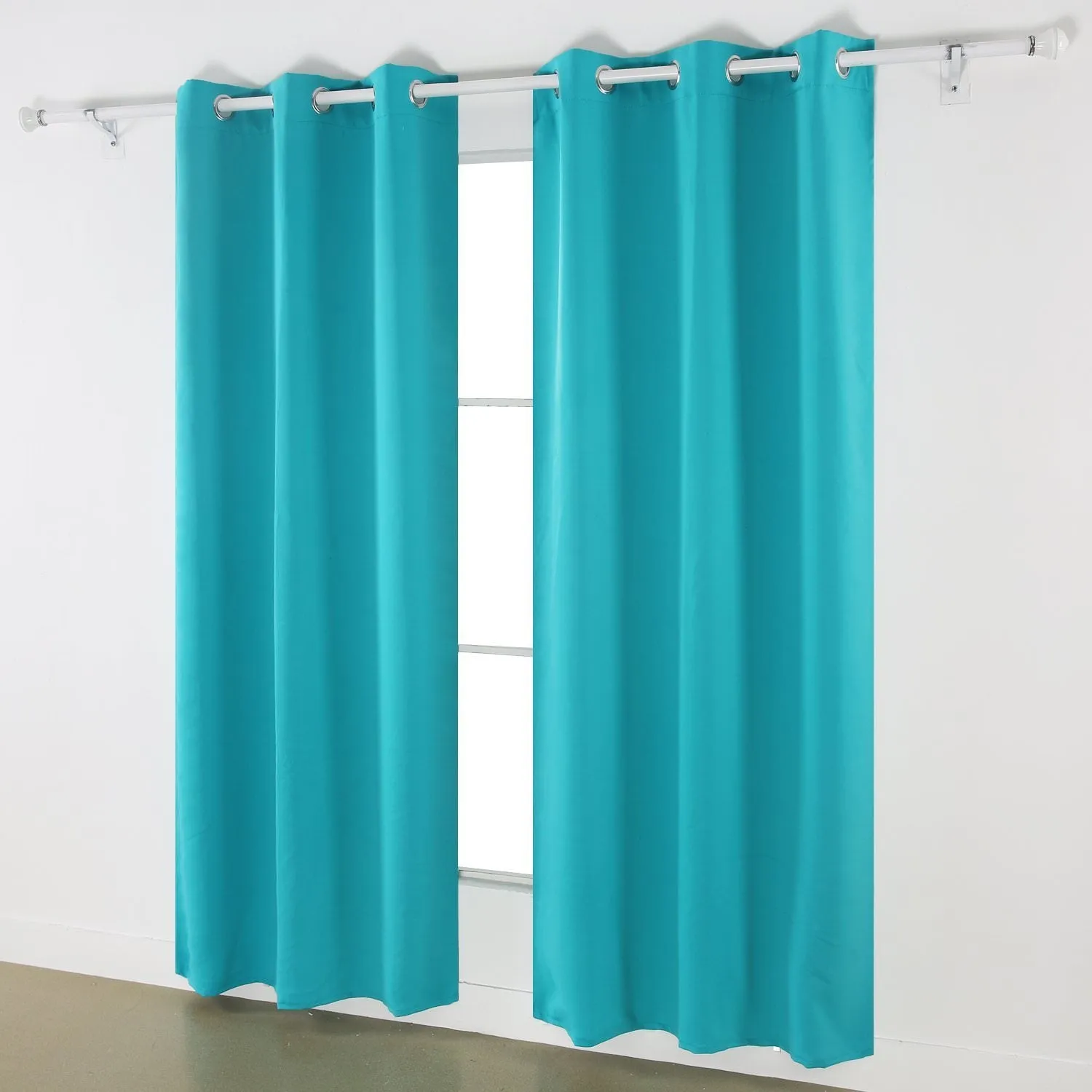American-Elm Both Sided Turquoise Colour Room Darkening Blackout Curtains-Two Panels