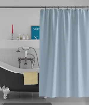 American-Elm Box Textured Light Blue Anti Bacterial Water-Repellent Shower Curtain, Bathroom Curtains