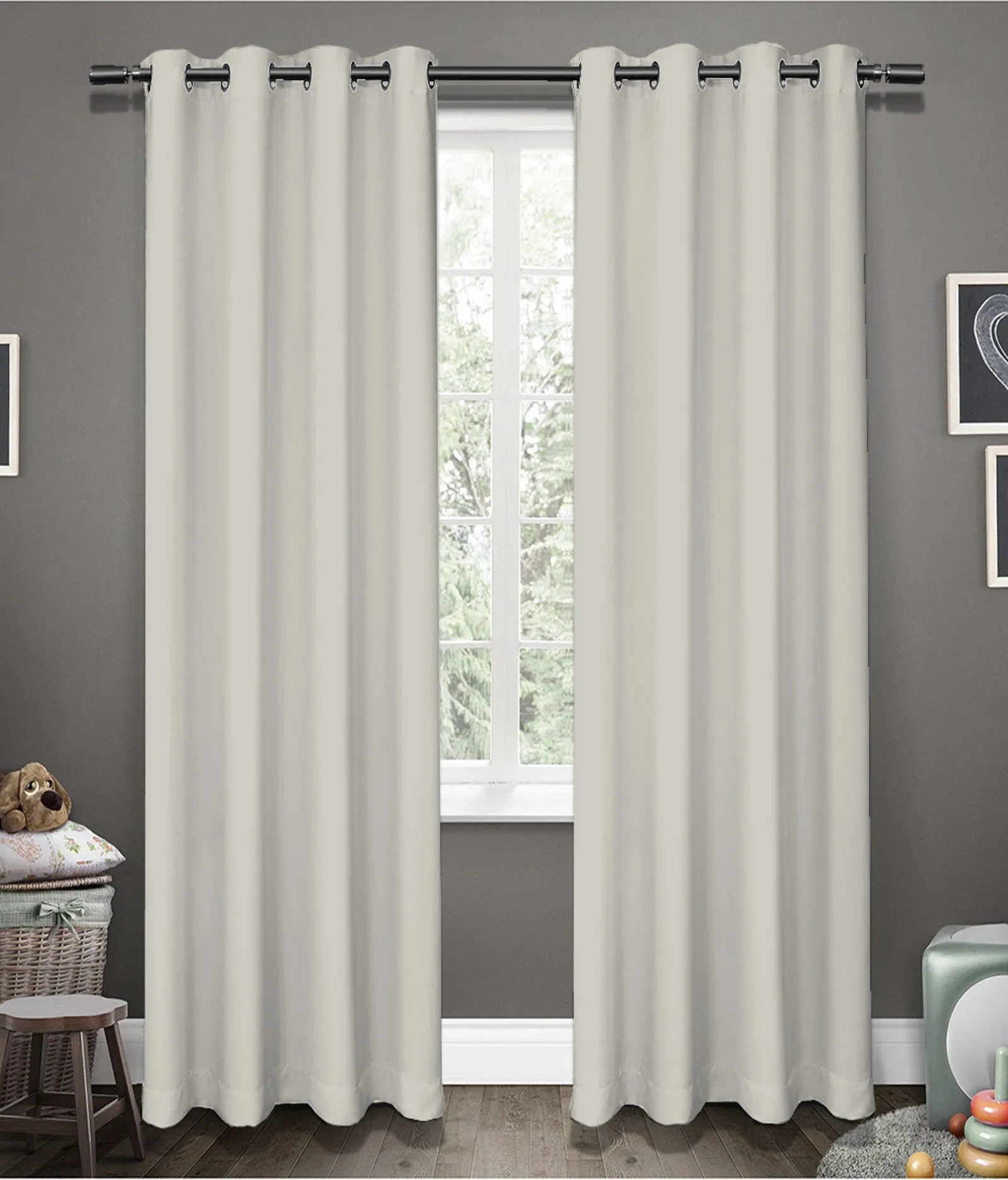 American-Elm Glorious Beige 2 Panel Room Darkening Blackout Curtains