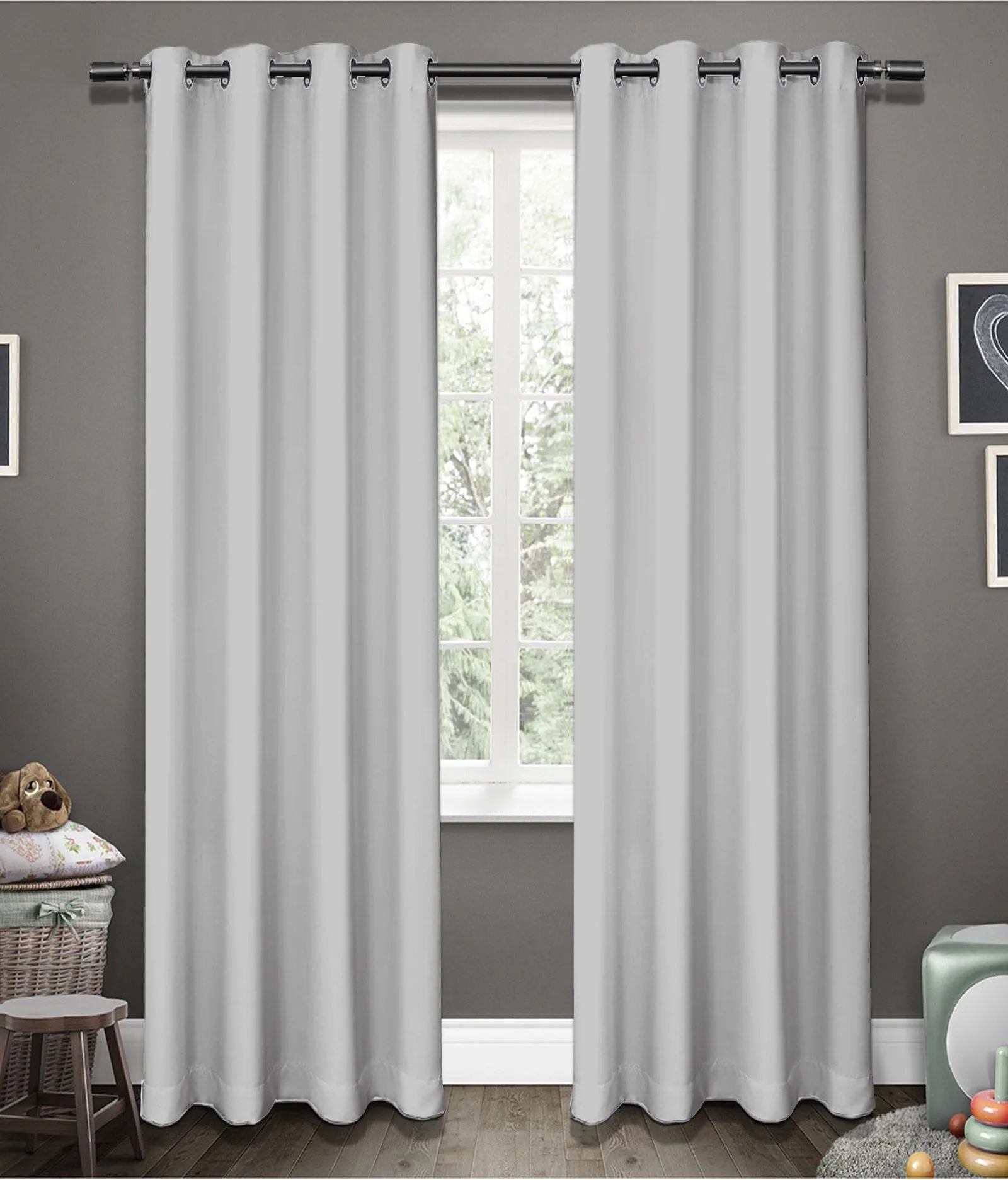 American-Elm Glorious LightBeige Grommet 2 Panel Room Darkening Blackout Curtains