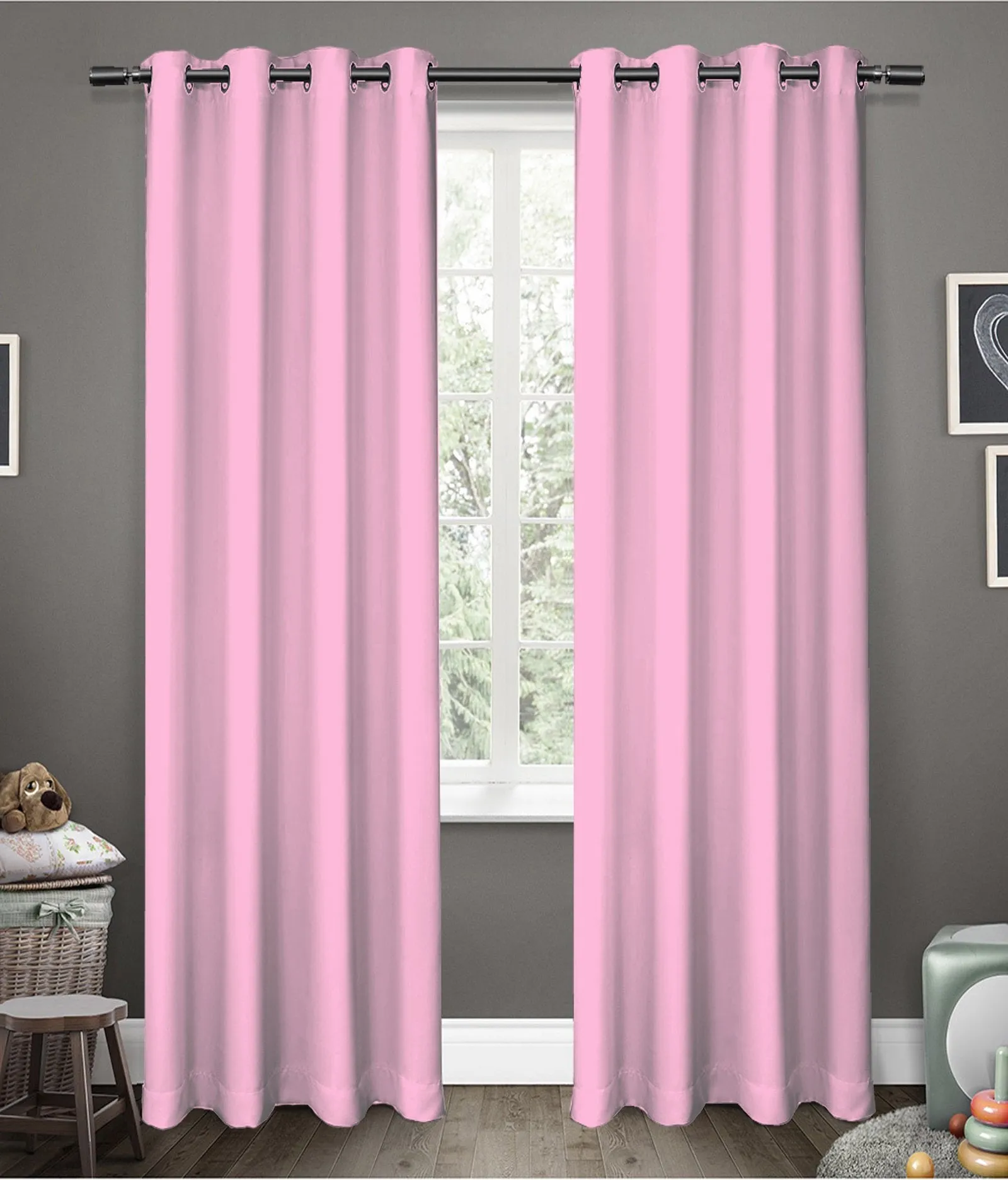 American-Elm Glorious Pink Grommet 2 Panel Room Darkening Blackout Curtains