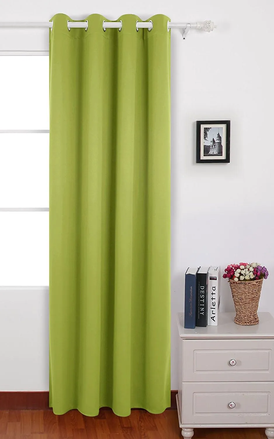 American-Elm Pack of 1 Two Sided ParrotGreen Color Room Darkening Blackout Curtains