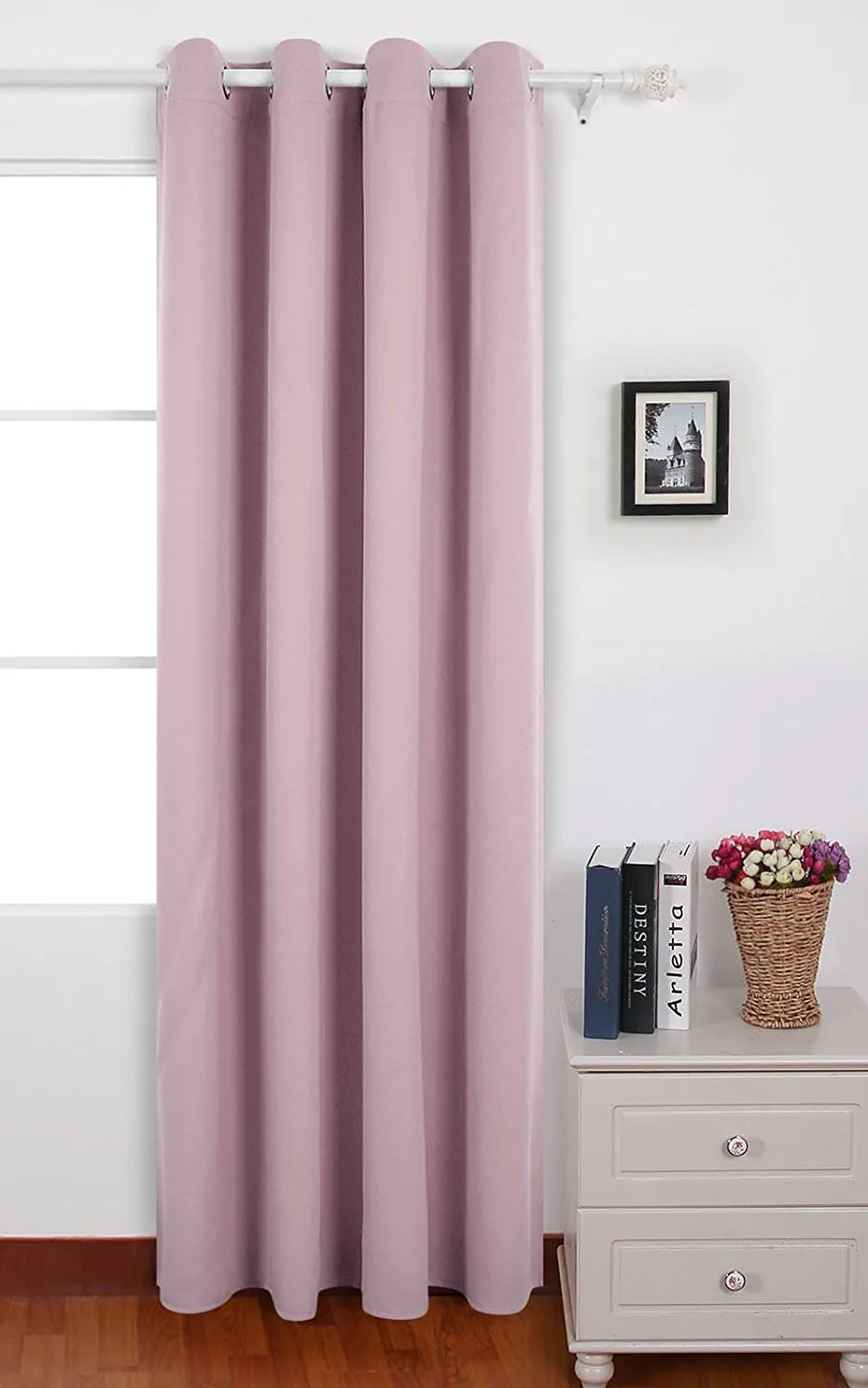 American-Elm Pack of 1 Two Sided Pink Color Room Darkening Blackout Curtains