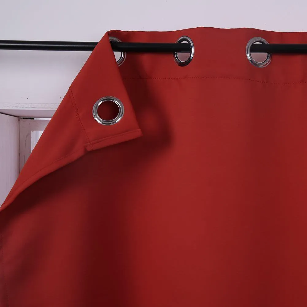American-Elm Pack of 1 Two Sided Red Color Room Darkening Blackout Curtains