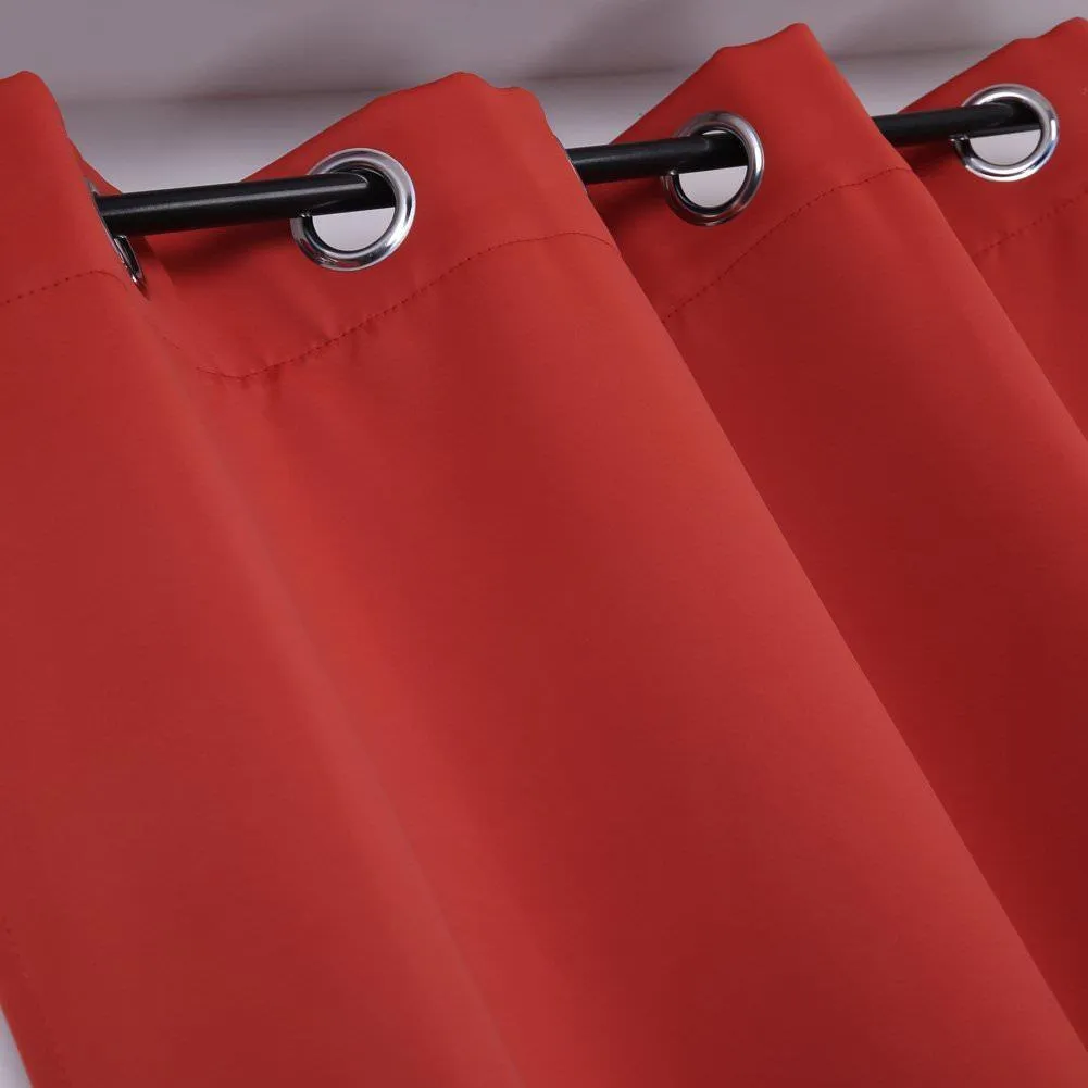 American-Elm Pack of 1 Two Sided Red Color Room Darkening Blackout Curtains