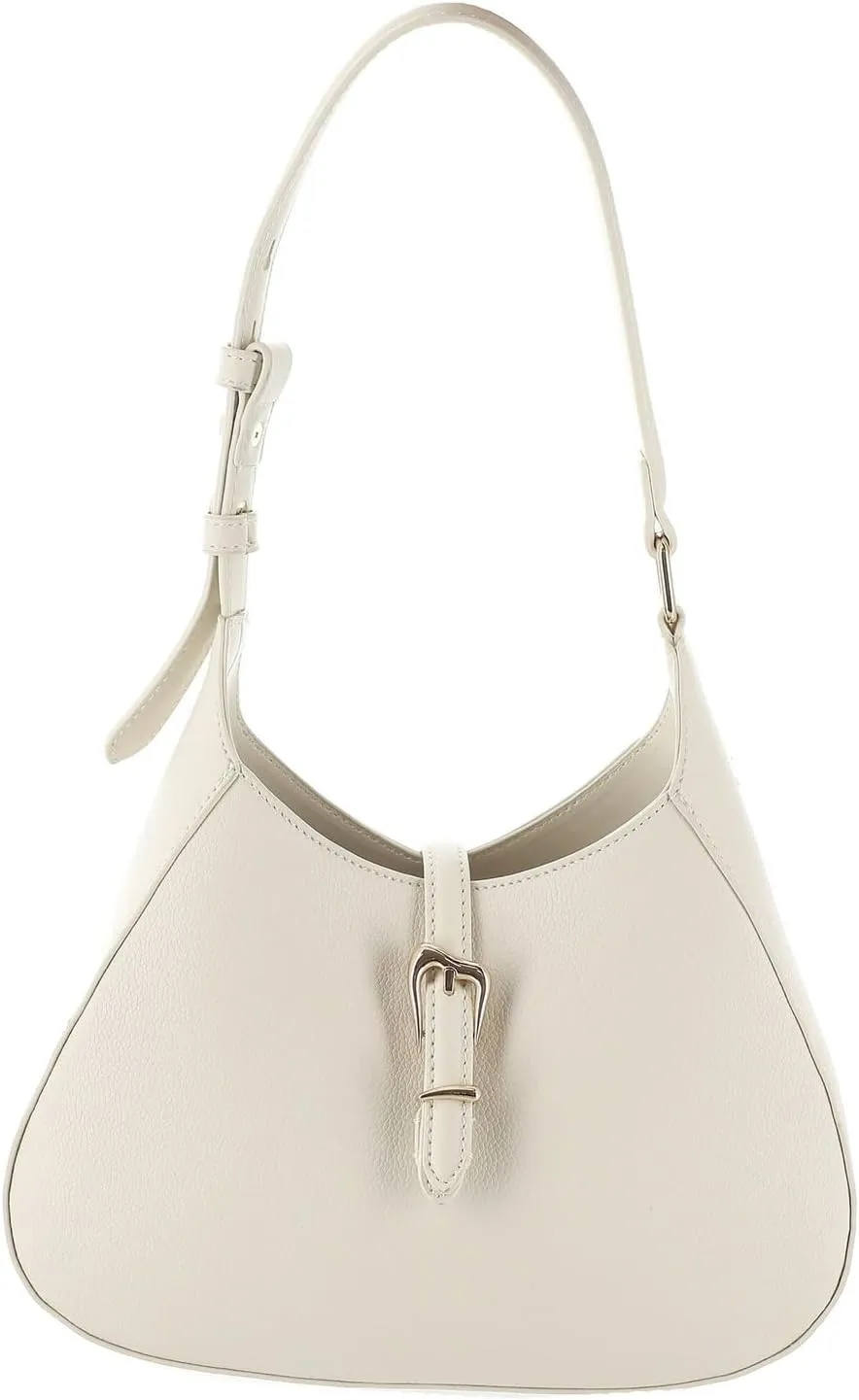 Anne Klein Womens Sculpted Buckle Hobo, Parchment