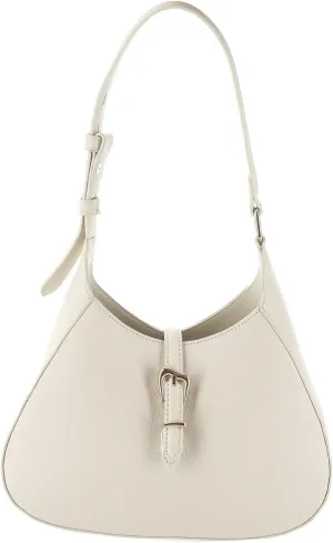 Anne Klein Womens Sculpted Buckle Hobo, Parchment