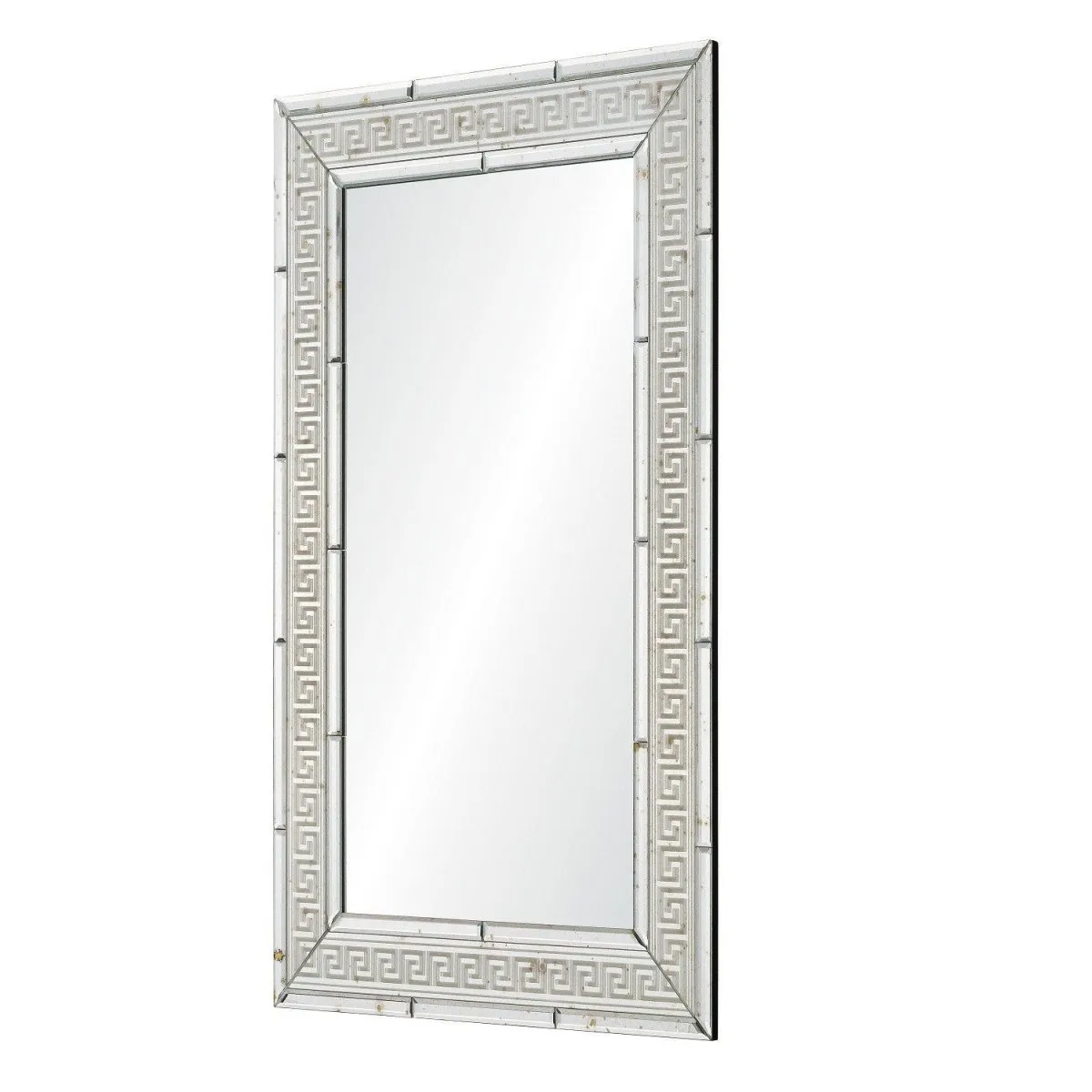 Antiqued Mirror Framed Mirror with Silver Inlay by Suzanne Kasler